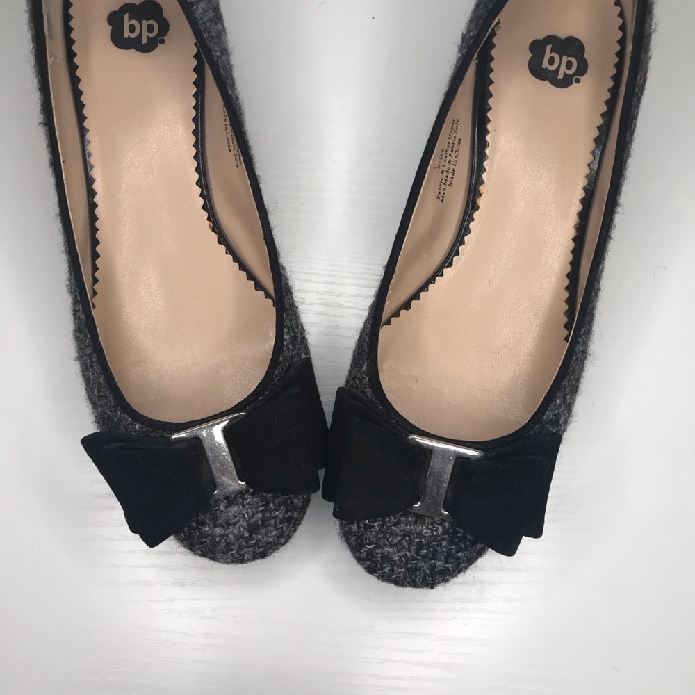 BP Tweed Ballet Flats with Black Bow - Picture 2 of 6